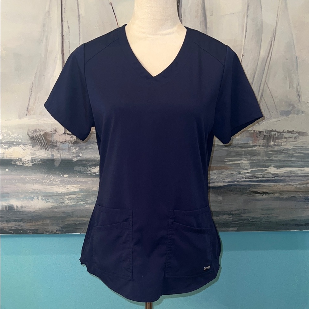 Grey’s Anatomy Spandex Stretch Navy Scrub Top, Small